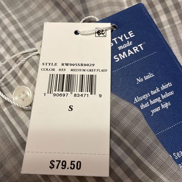 Ryan Seacrest short-sleeved, gray & white shirt, size small. - Picture 6 of 6